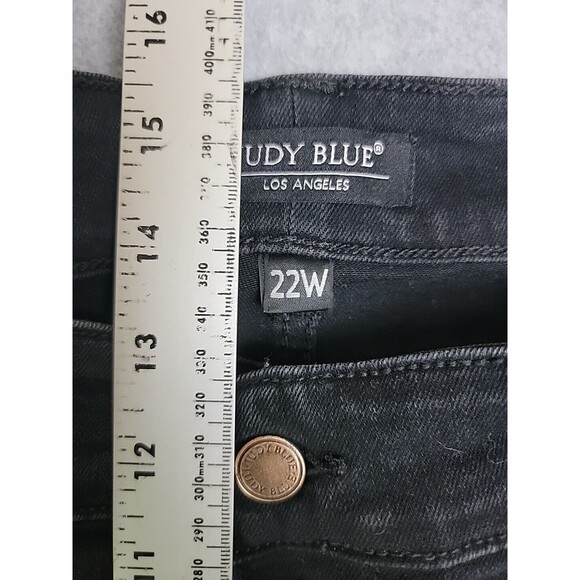 Judy Blue Jeans Womens 22W 42x27 Skinny Black Distressed High Rise Stretch Plus - Picture 8 of 13